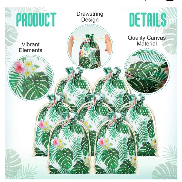 NWOT - Pre Strung Happy 80th Birthday sign Comes with 5 Tropical Drawstring Bags - Picture 8 of 14